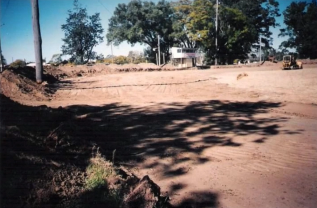 Old Timber Fence Removed, Dirt Dug back for new Concrete Wall. Looking from Corner 2 towards Tower